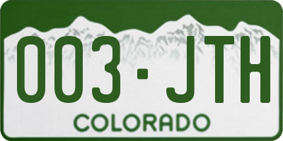 CO license plate 003JTH
