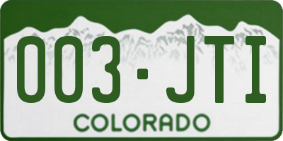 CO license plate 003JTI