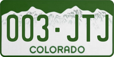 CO license plate 003JTJ
