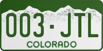 CO license plate 003JTL