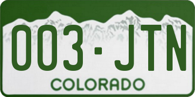 CO license plate 003JTN