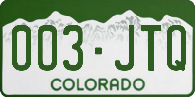 CO license plate 003JTQ