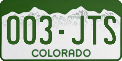 CO license plate 003JTS