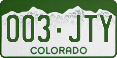 CO license plate 003JTY