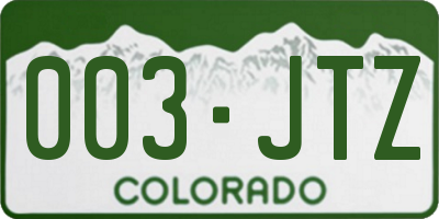CO license plate 003JTZ