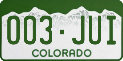 CO license plate 003JUI