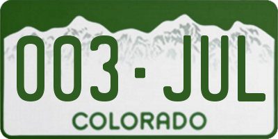 CO license plate 003JUL