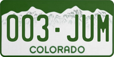 CO license plate 003JUM