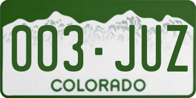 CO license plate 003JUZ