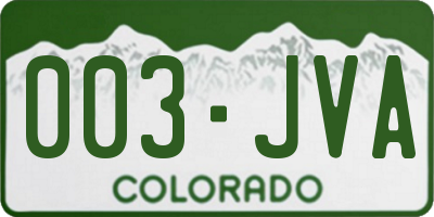 CO license plate 003JVA