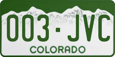 CO license plate 003JVC