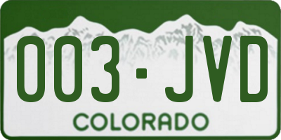 CO license plate 003JVD