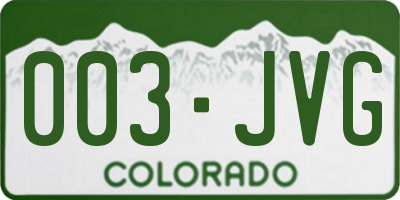 CO license plate 003JVG