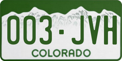 CO license plate 003JVH