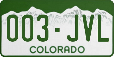 CO license plate 003JVL