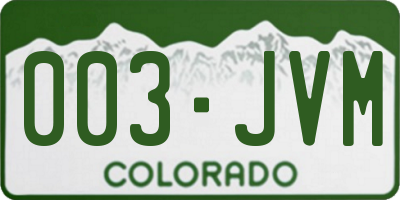 CO license plate 003JVM
