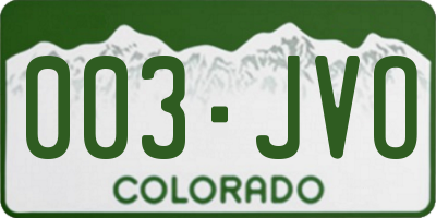 CO license plate 003JVO