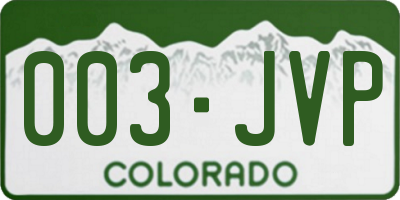 CO license plate 003JVP
