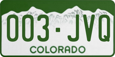 CO license plate 003JVQ