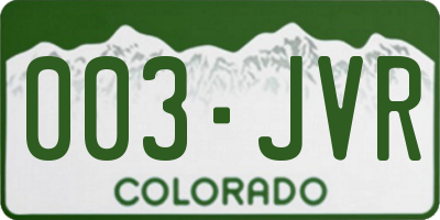 CO license plate 003JVR