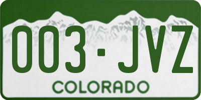 CO license plate 003JVZ