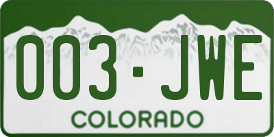 CO license plate 003JWE