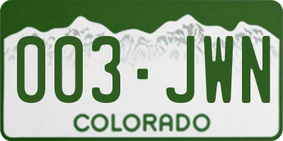 CO license plate 003JWN