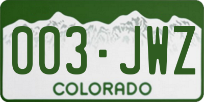CO license plate 003JWZ