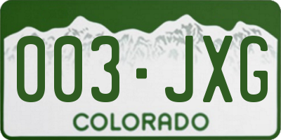 CO license plate 003JXG