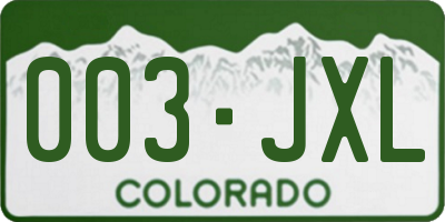 CO license plate 003JXL