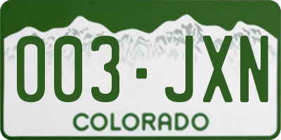 CO license plate 003JXN