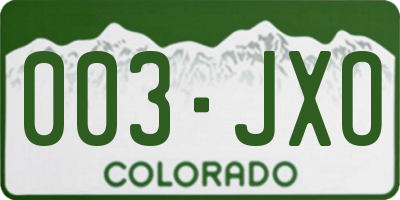 CO license plate 003JXO