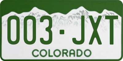 CO license plate 003JXT