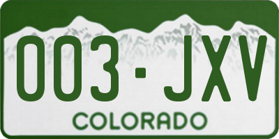CO license plate 003JXV