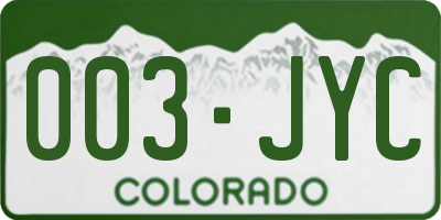 CO license plate 003JYC