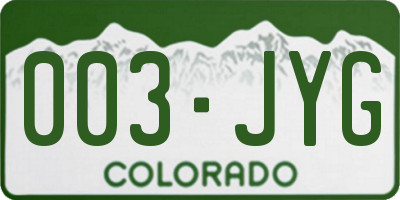 CO license plate 003JYG