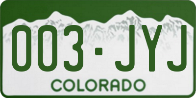 CO license plate 003JYJ