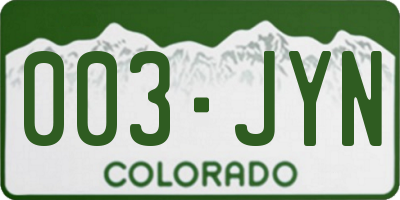 CO license plate 003JYN