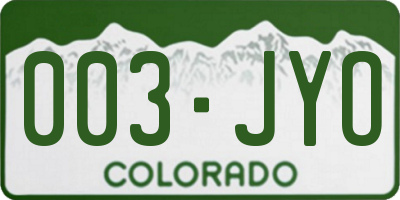 CO license plate 003JYO