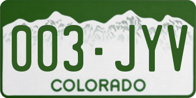 CO license plate 003JYV