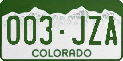 CO license plate 003JZA