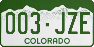 CO license plate 003JZE