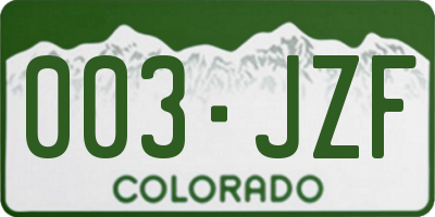 CO license plate 003JZF