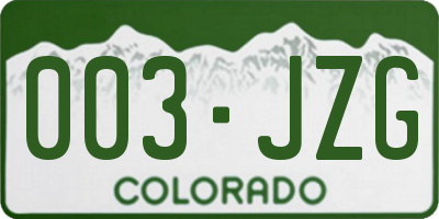 CO license plate 003JZG