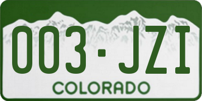 CO license plate 003JZI