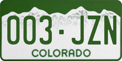 CO license plate 003JZN