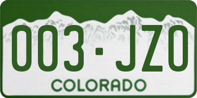 CO license plate 003JZO