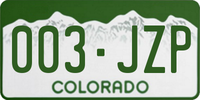 CO license plate 003JZP