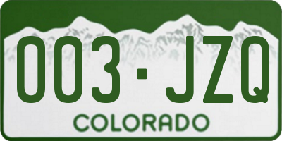 CO license plate 003JZQ