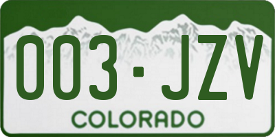 CO license plate 003JZV